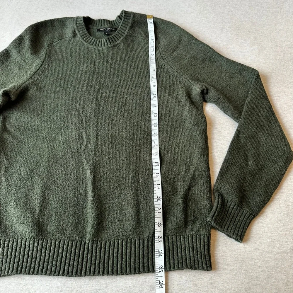 Banana Republic Mens Olive Green Textured Knit Crewneck Sweater Small‎ Raglan S